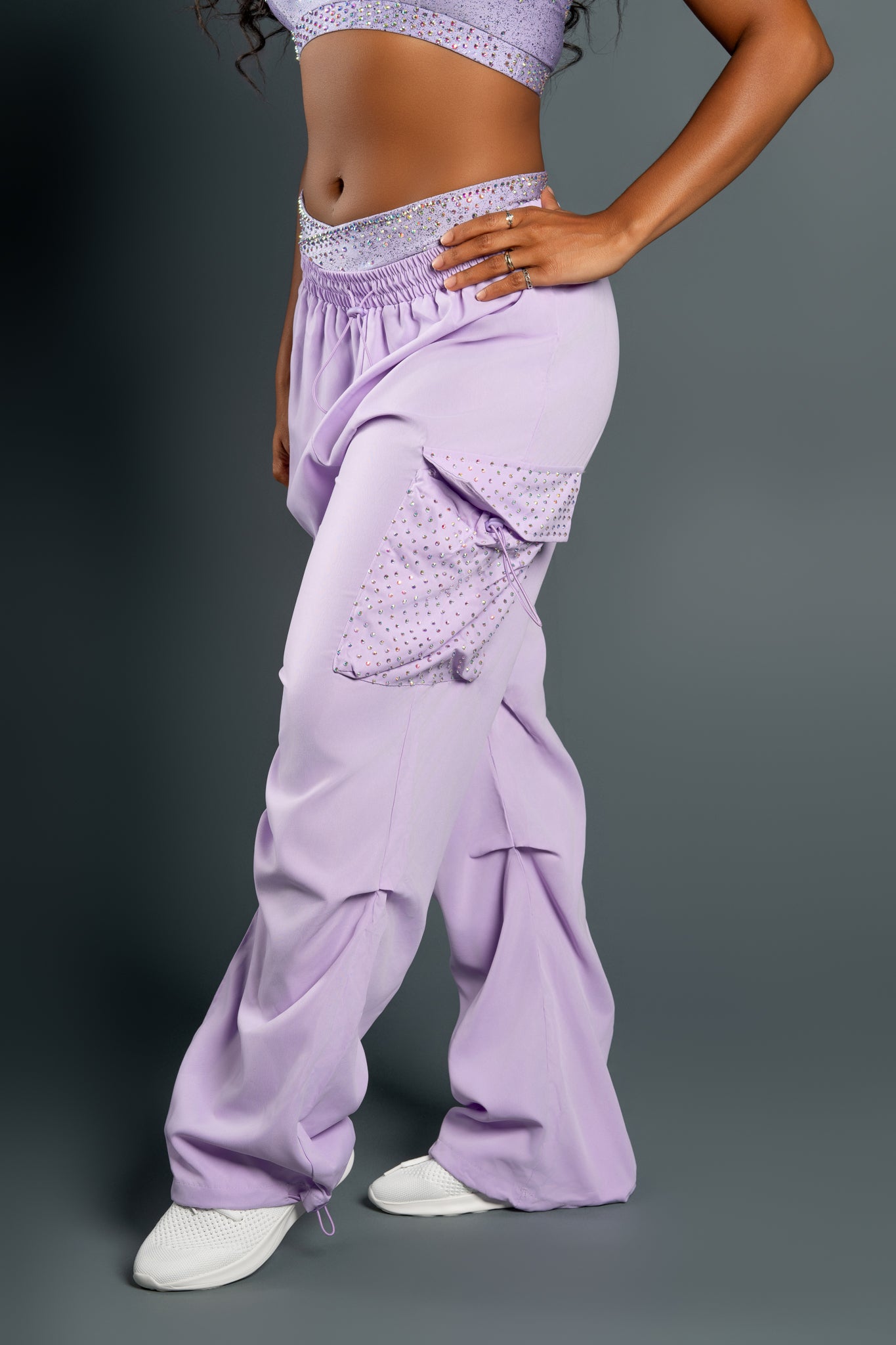 Lavender Rhinestone Cargo Pant - Small