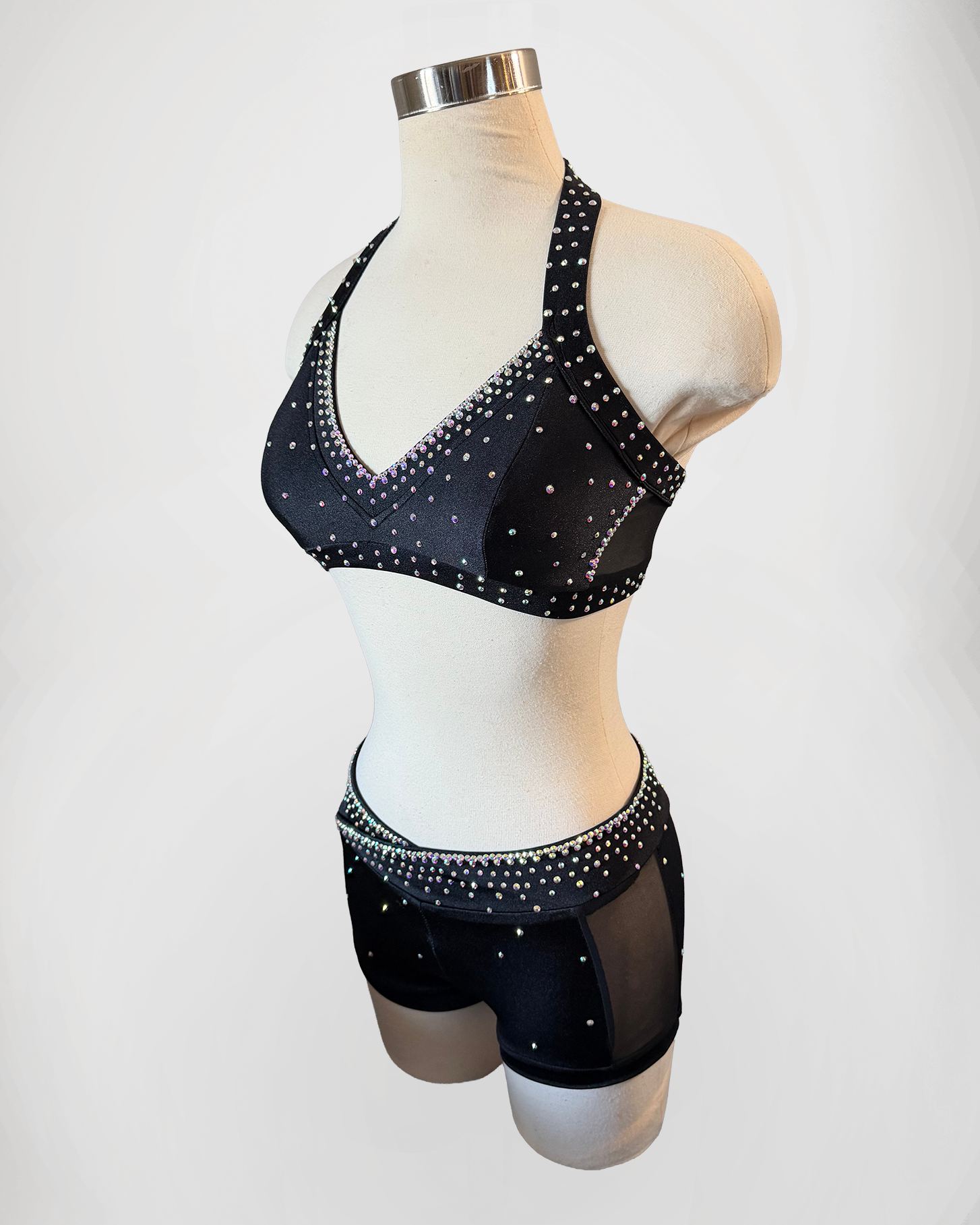 Black Mesh Detail Sweetheart Set - X-Small