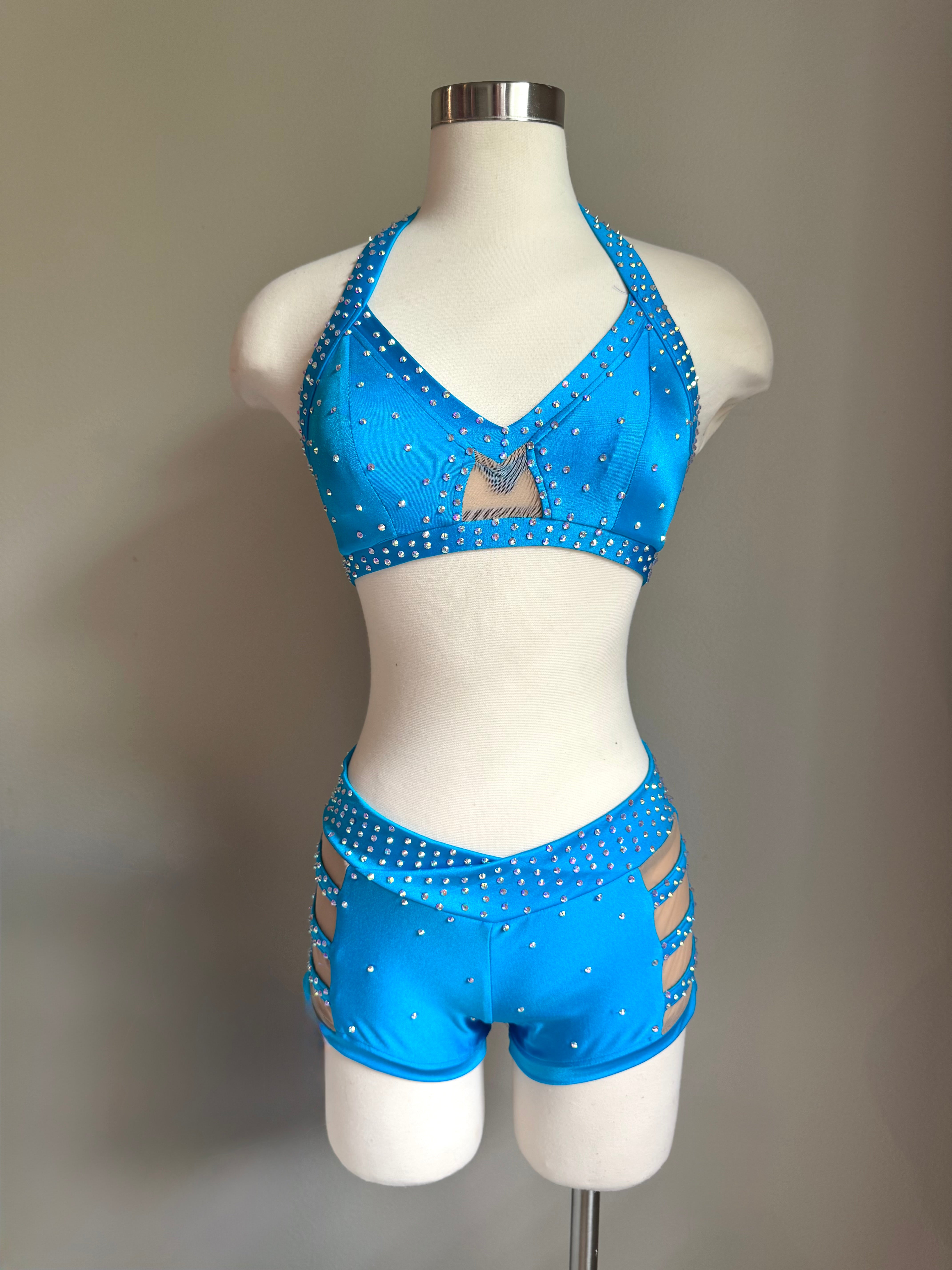 Turquoise Mesh Detail Sweetheart Set - Small/Medium