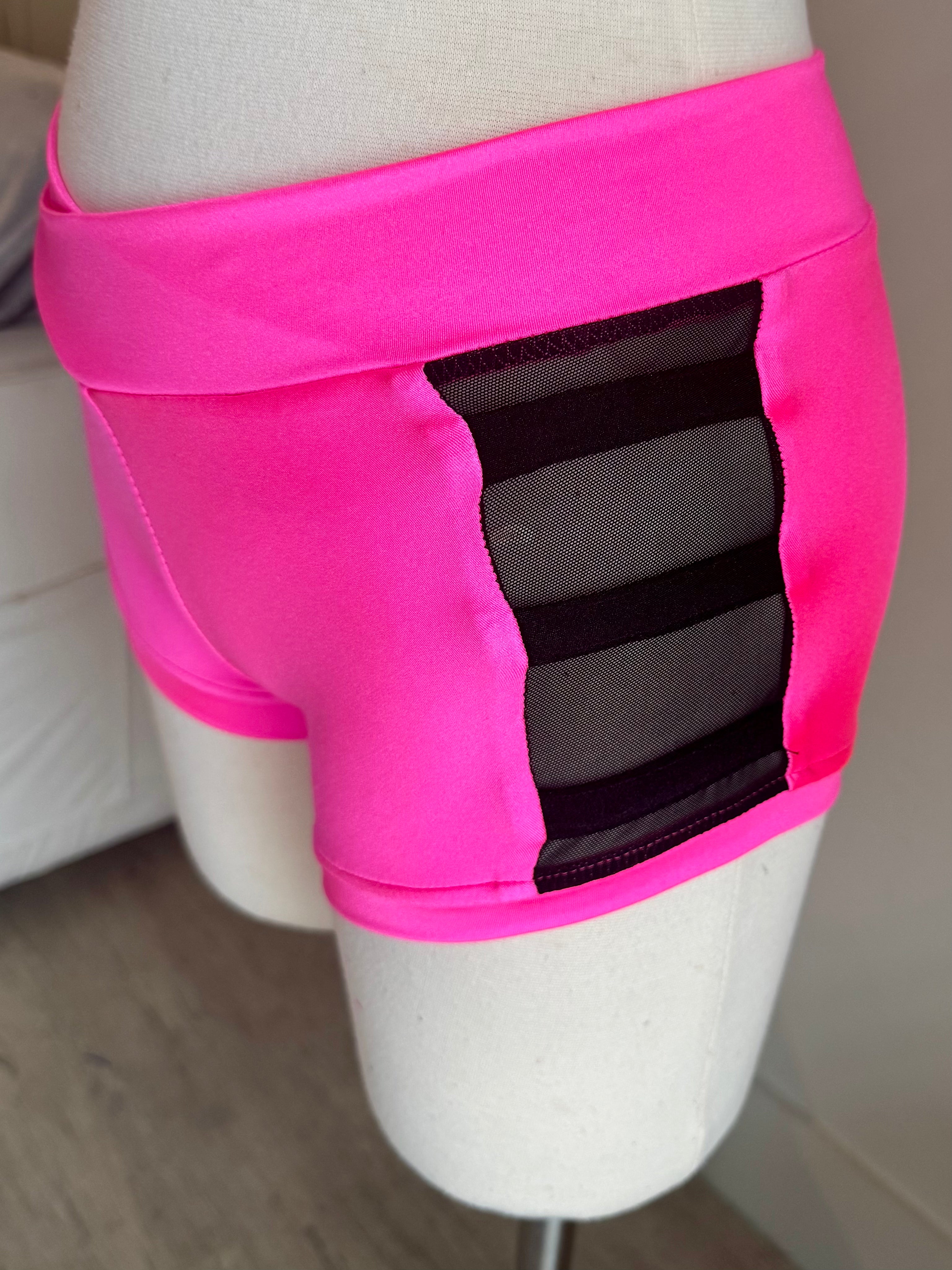 Bright Pink & Black Sweetheart Mesh Detail Set - Small