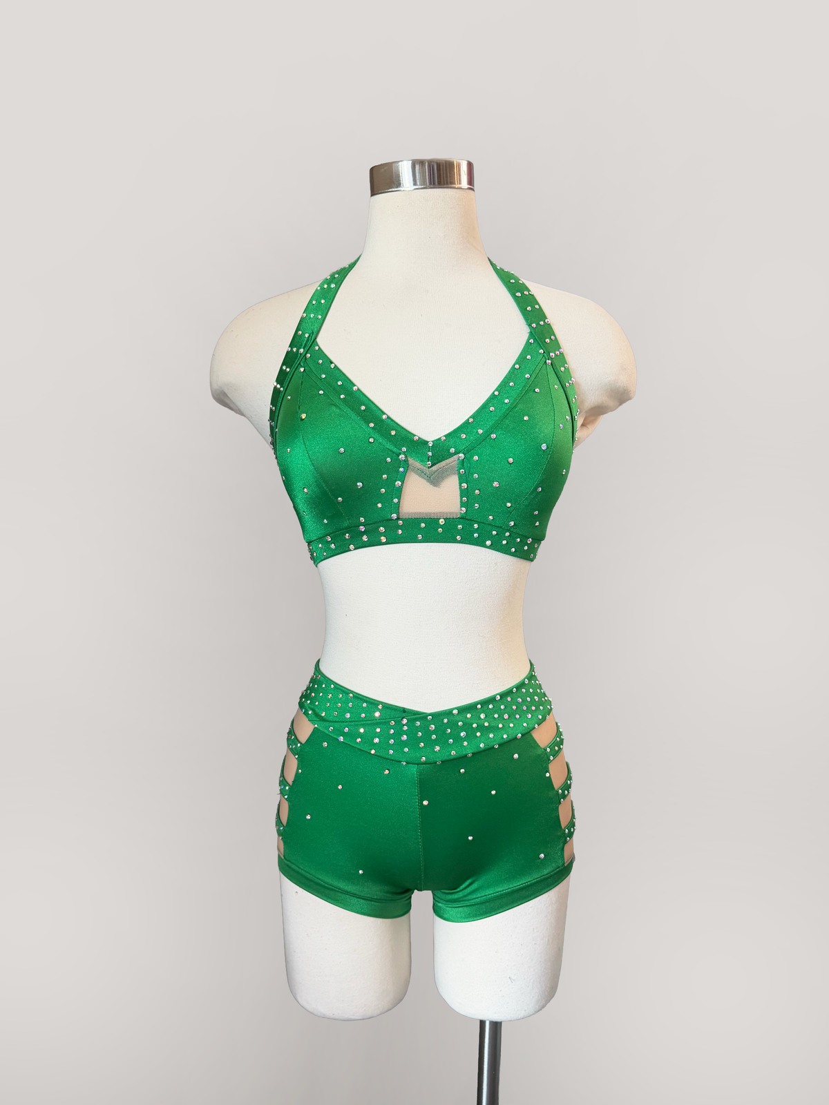 Kelly Green Sweetheart Mesh Detail Set - Small