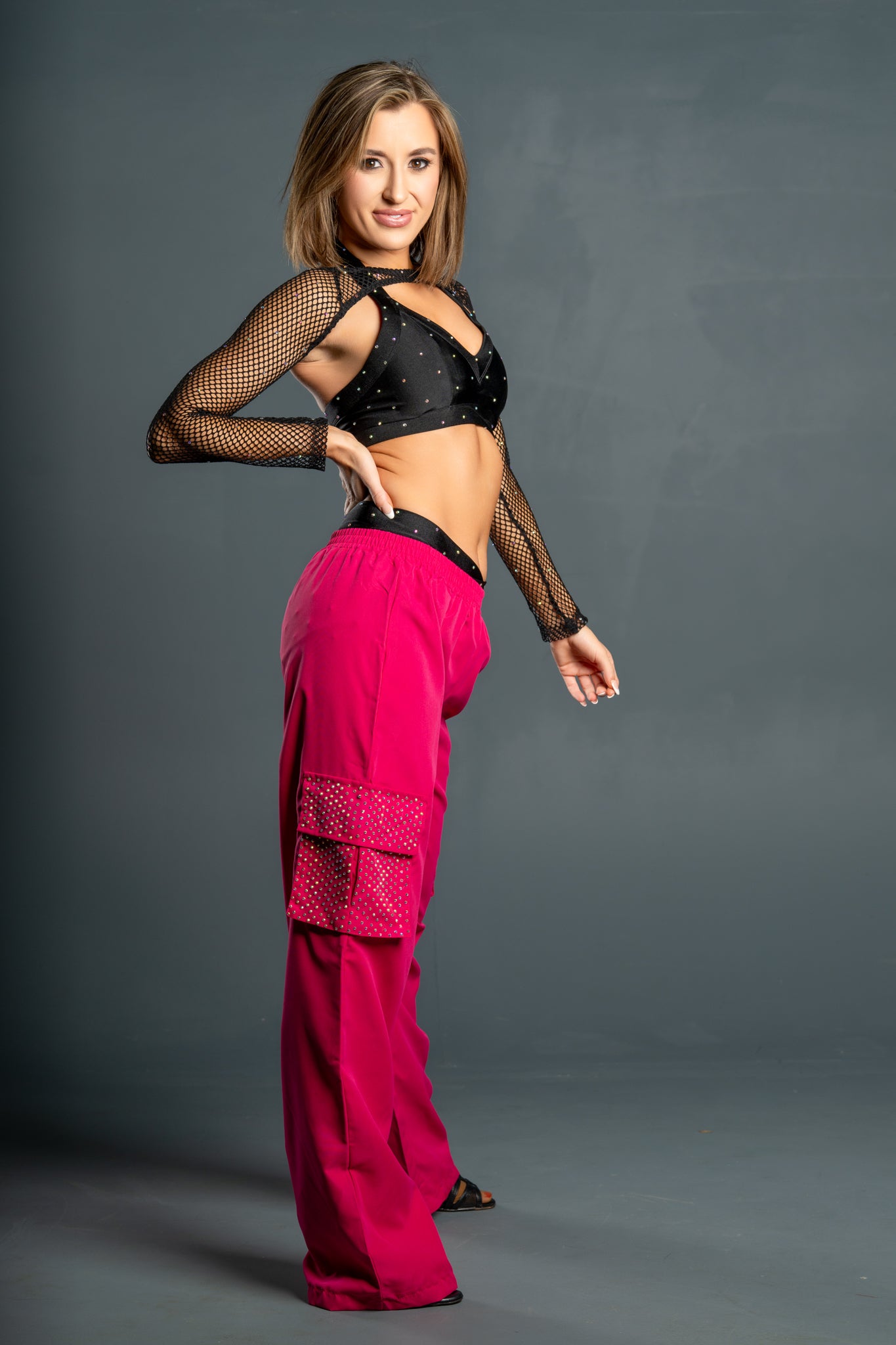 Lipstick Rhinestone Cargo Pant - Medium
