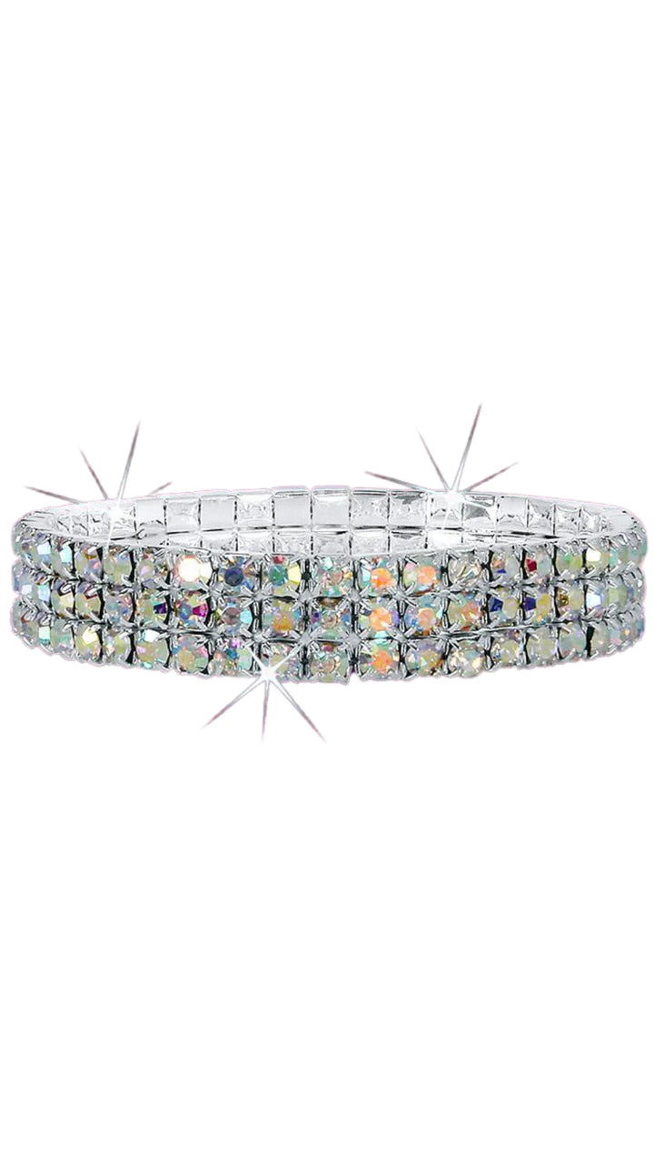 3-Row Stretch Rhinestone Bracelet - Crystal AB