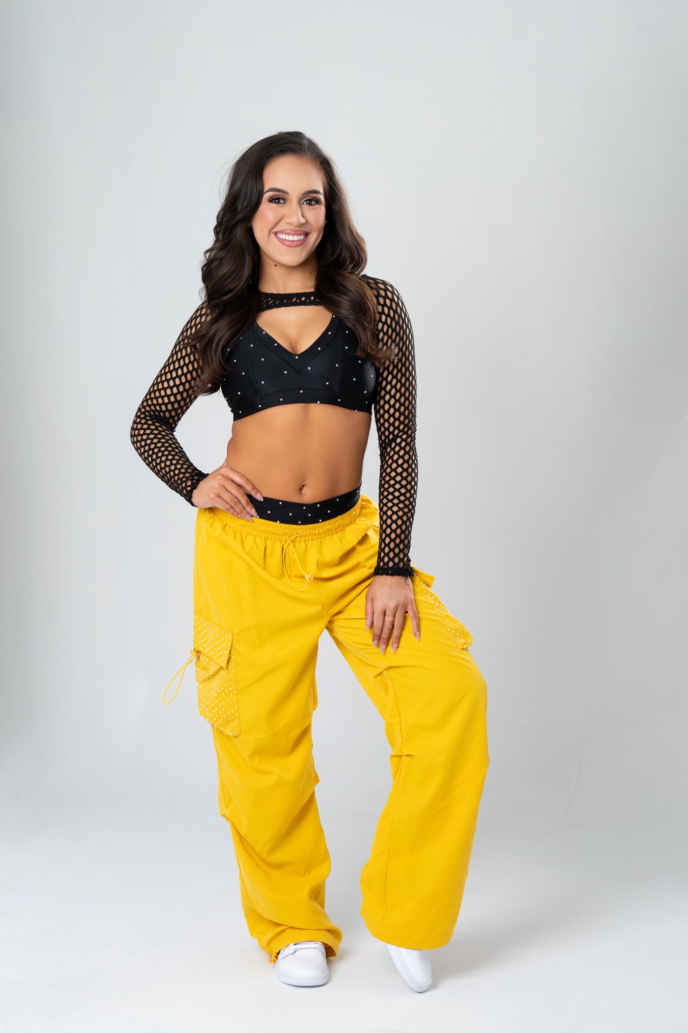 Yellow Rhinestone Cargo Pant - Small
