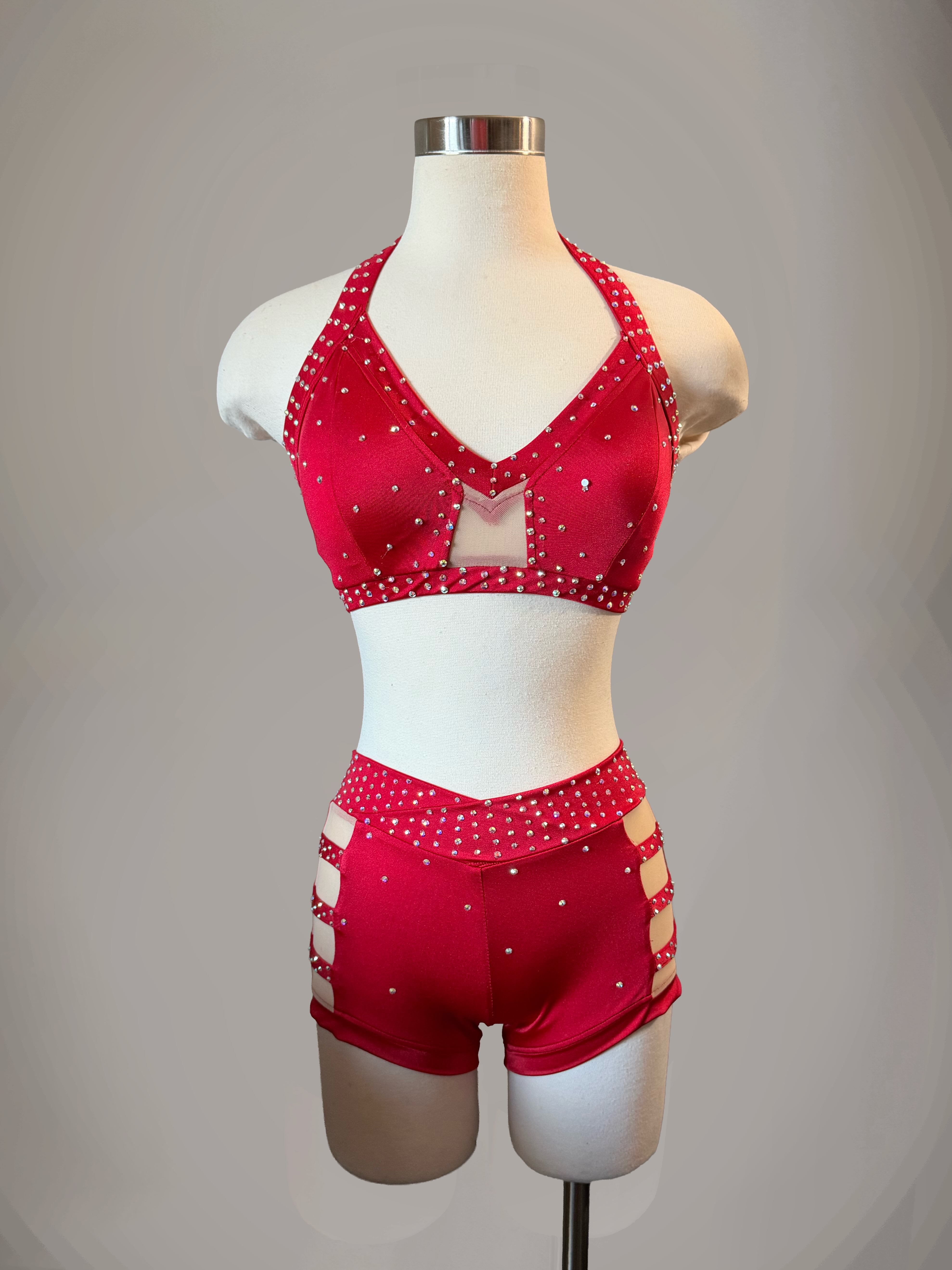 Red Sweetheart Mesh Detail Set - Medium