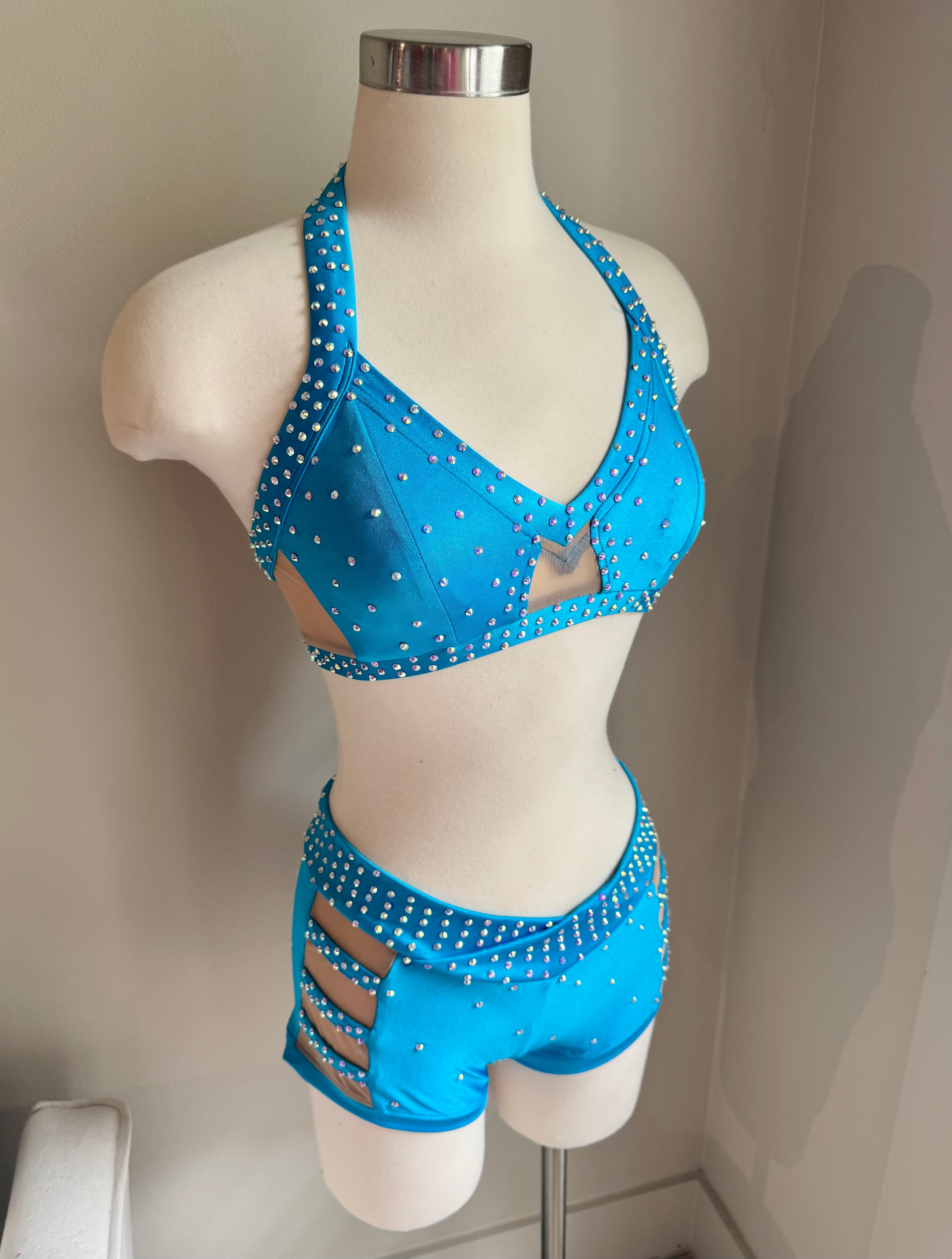 Turquoise Mesh Detail Sweetheart Set - Small/Medium