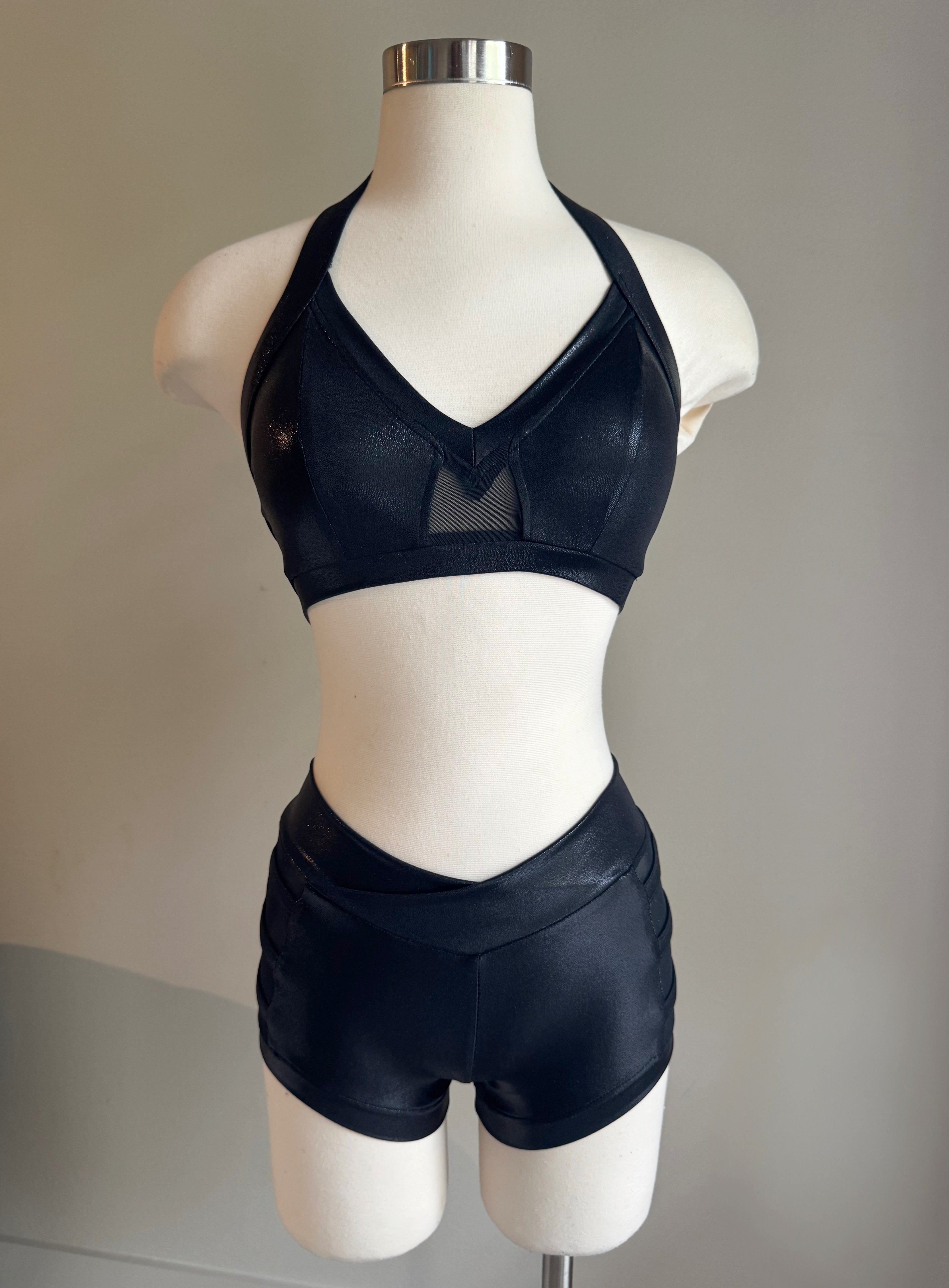 Metallic Black Sweetheart Mesh Detail Set - Small