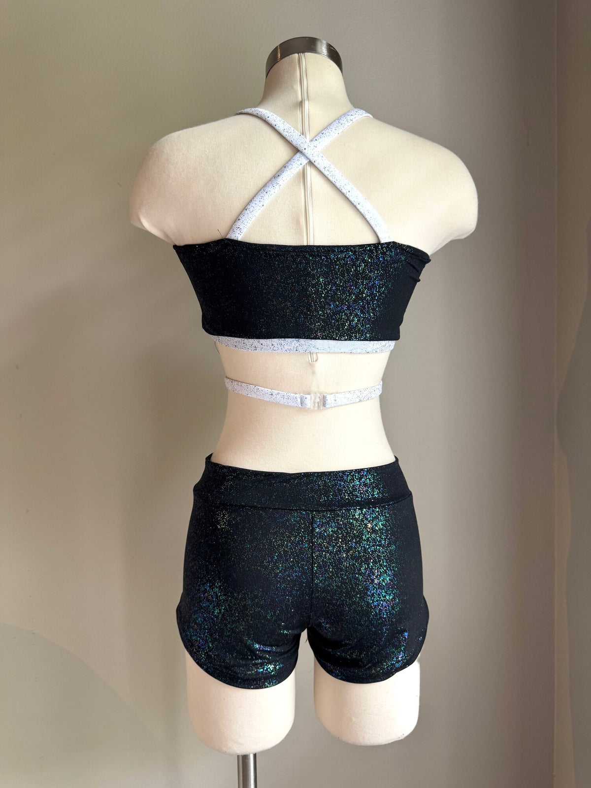 Black & White Iridescent Bandeau Top & Short - Medium