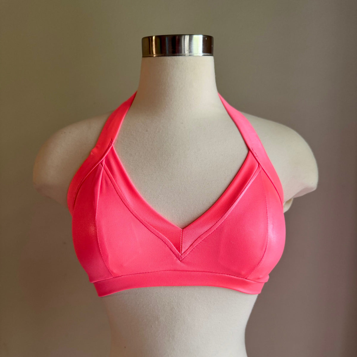 Coral Wet Look Sweetheart Top - Small