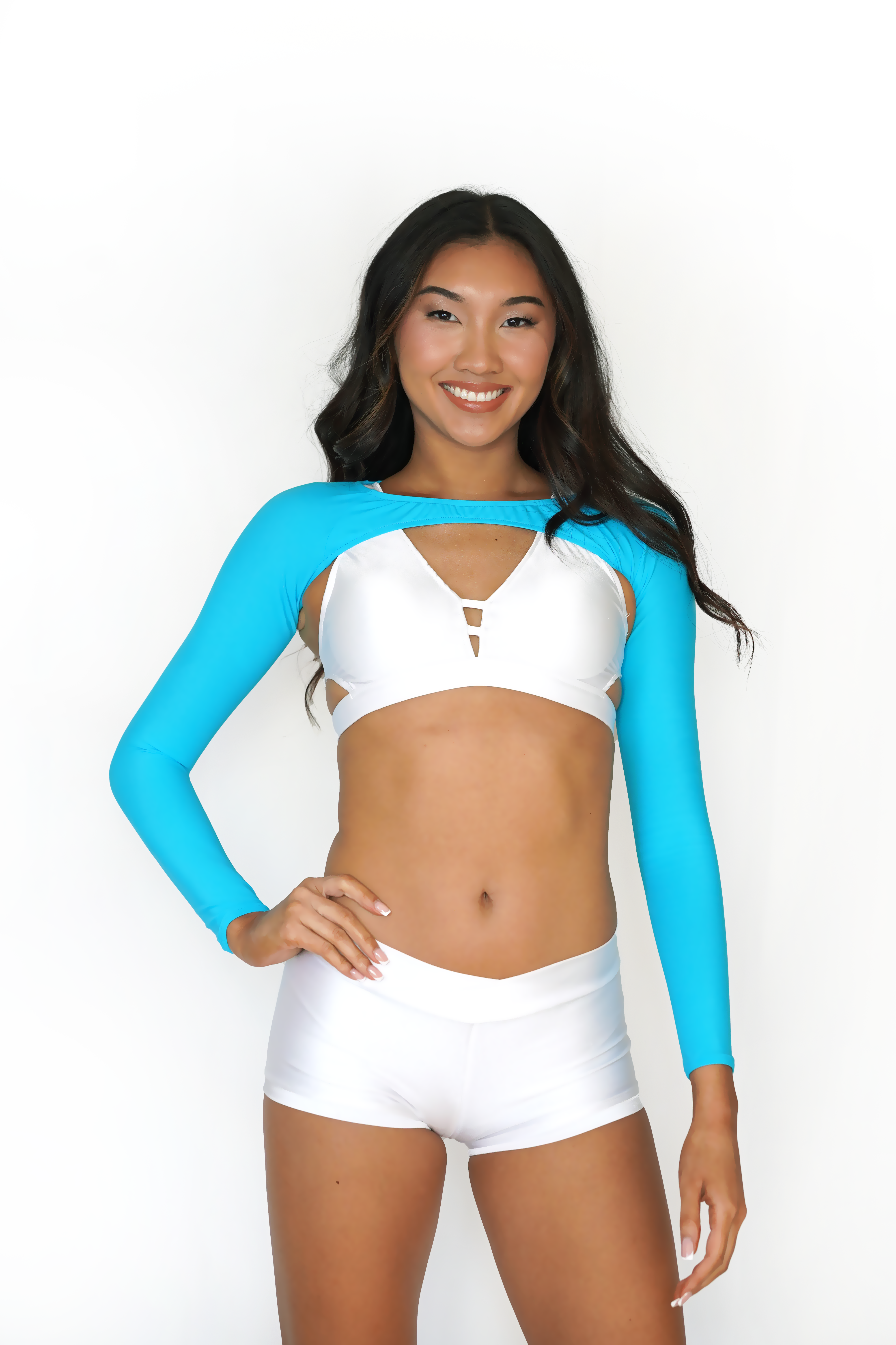 Neon Turquoise Long Sleeve Bolero - Small