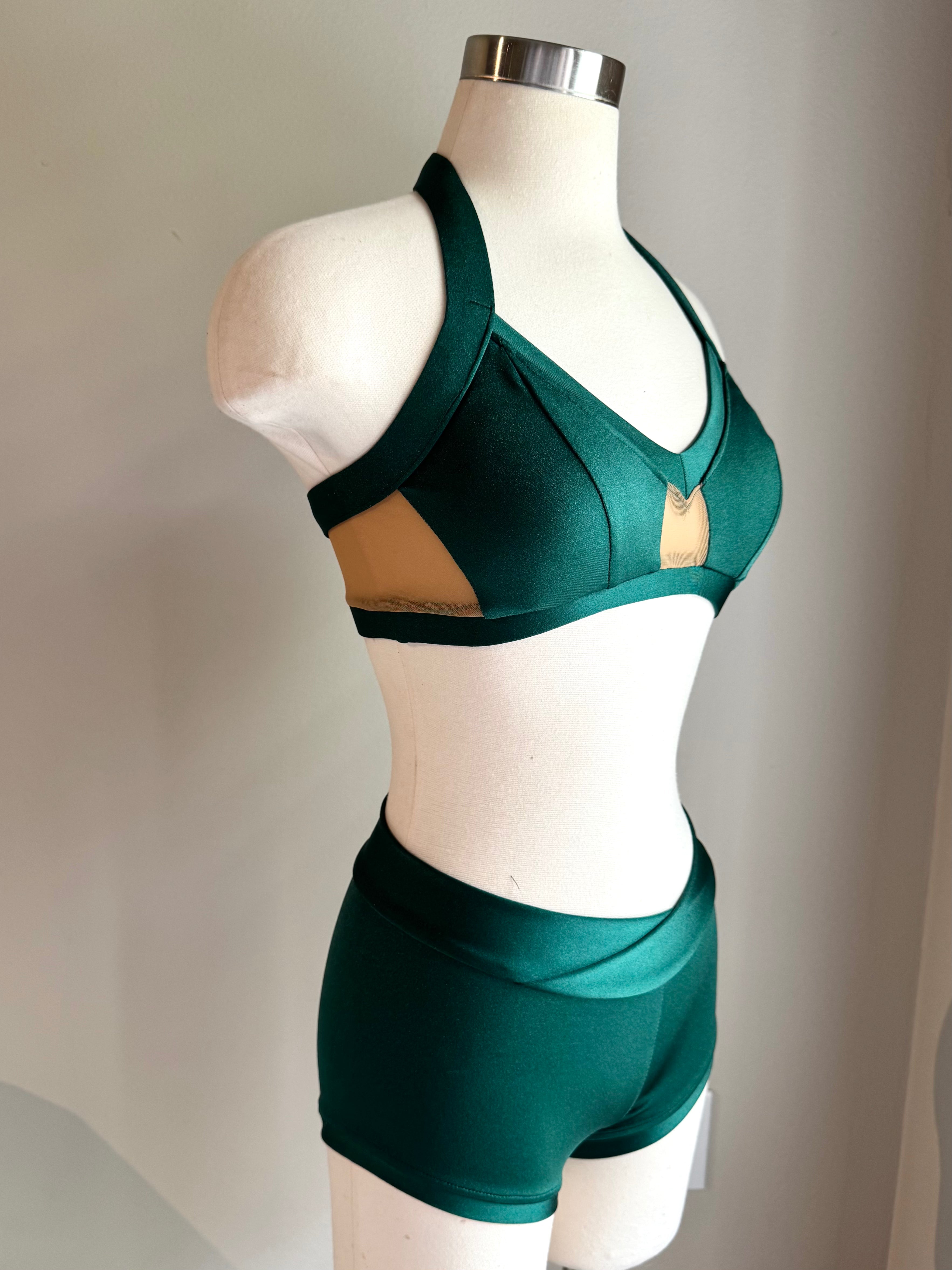 Forrest Green Mesh Detail Sweetheart Set - Small