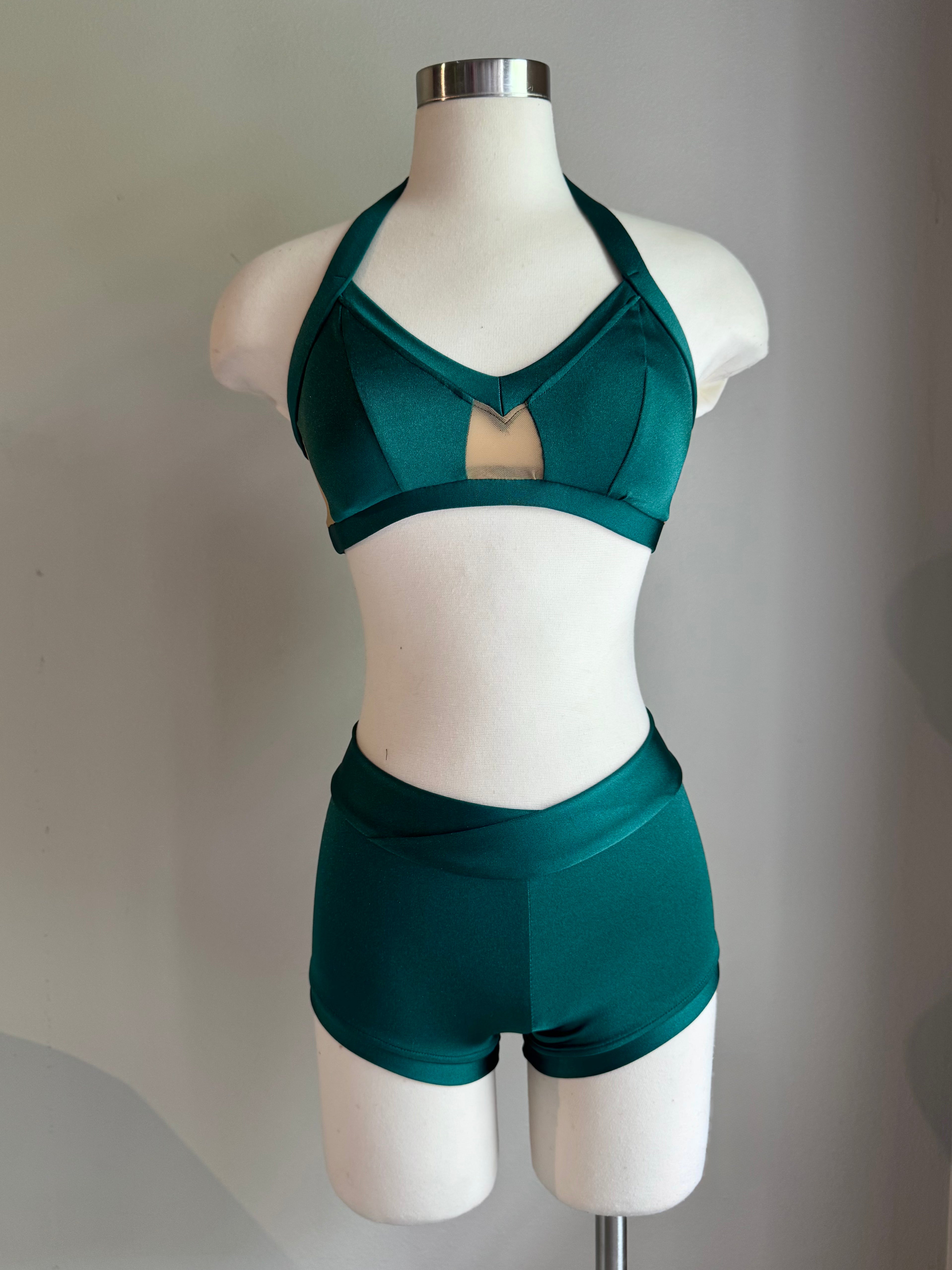 Forrest Green Mesh Detail Sweetheart Set - Small