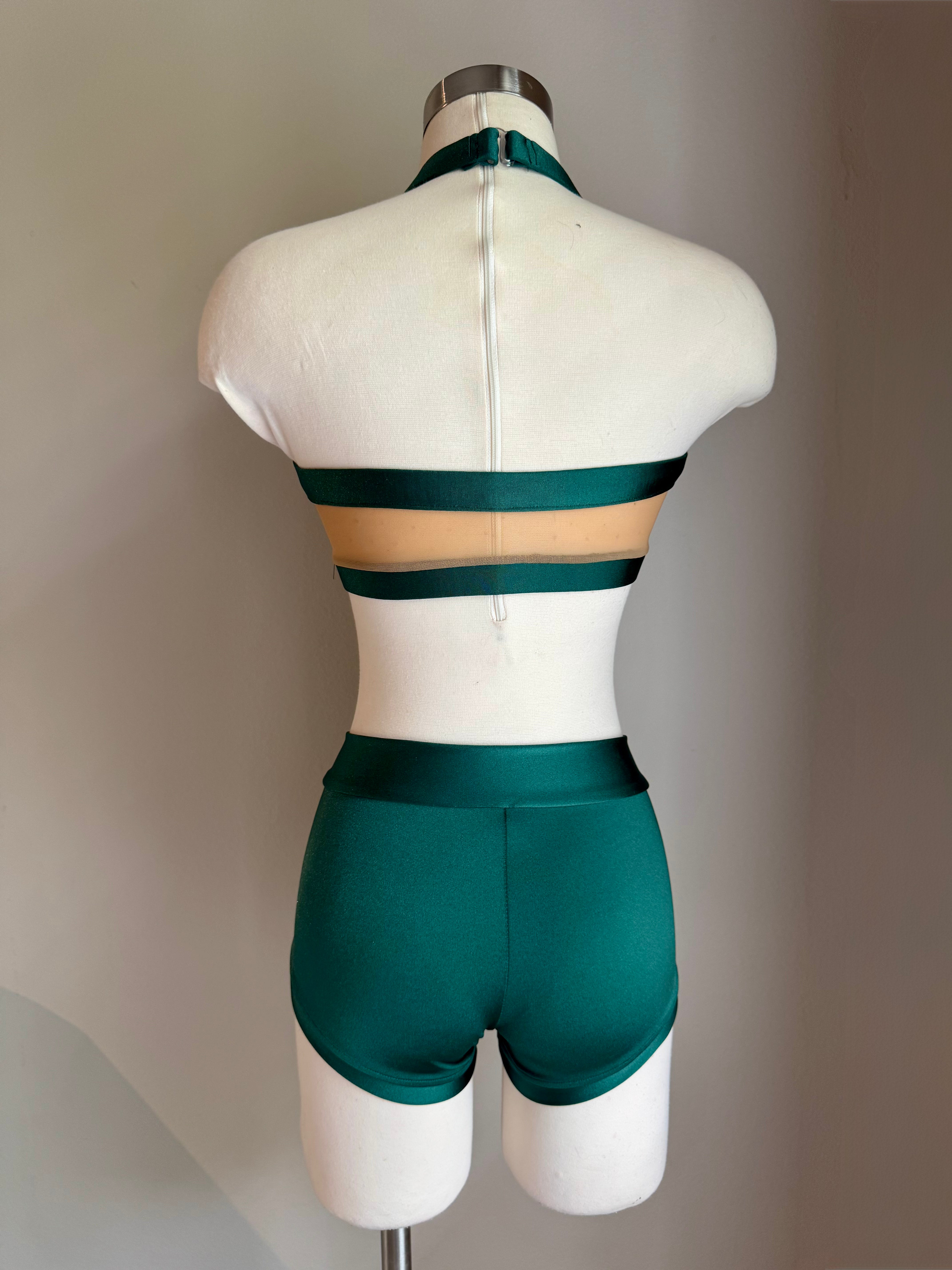 Forrest Green Mesh Detail Sweetheart Set - Small