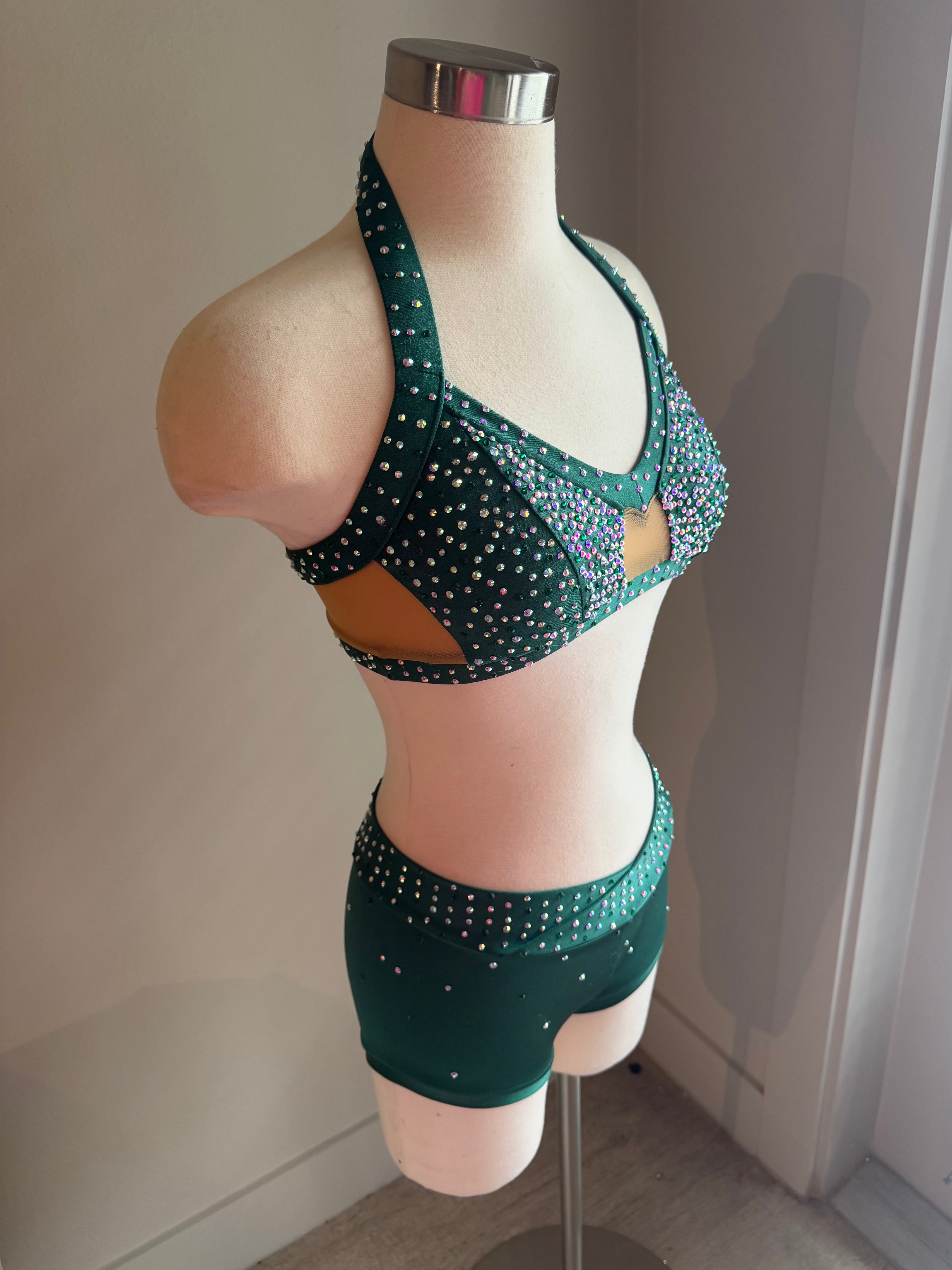 Forrest Green Sweetheart Mesh Detail Set - Small/X-Small