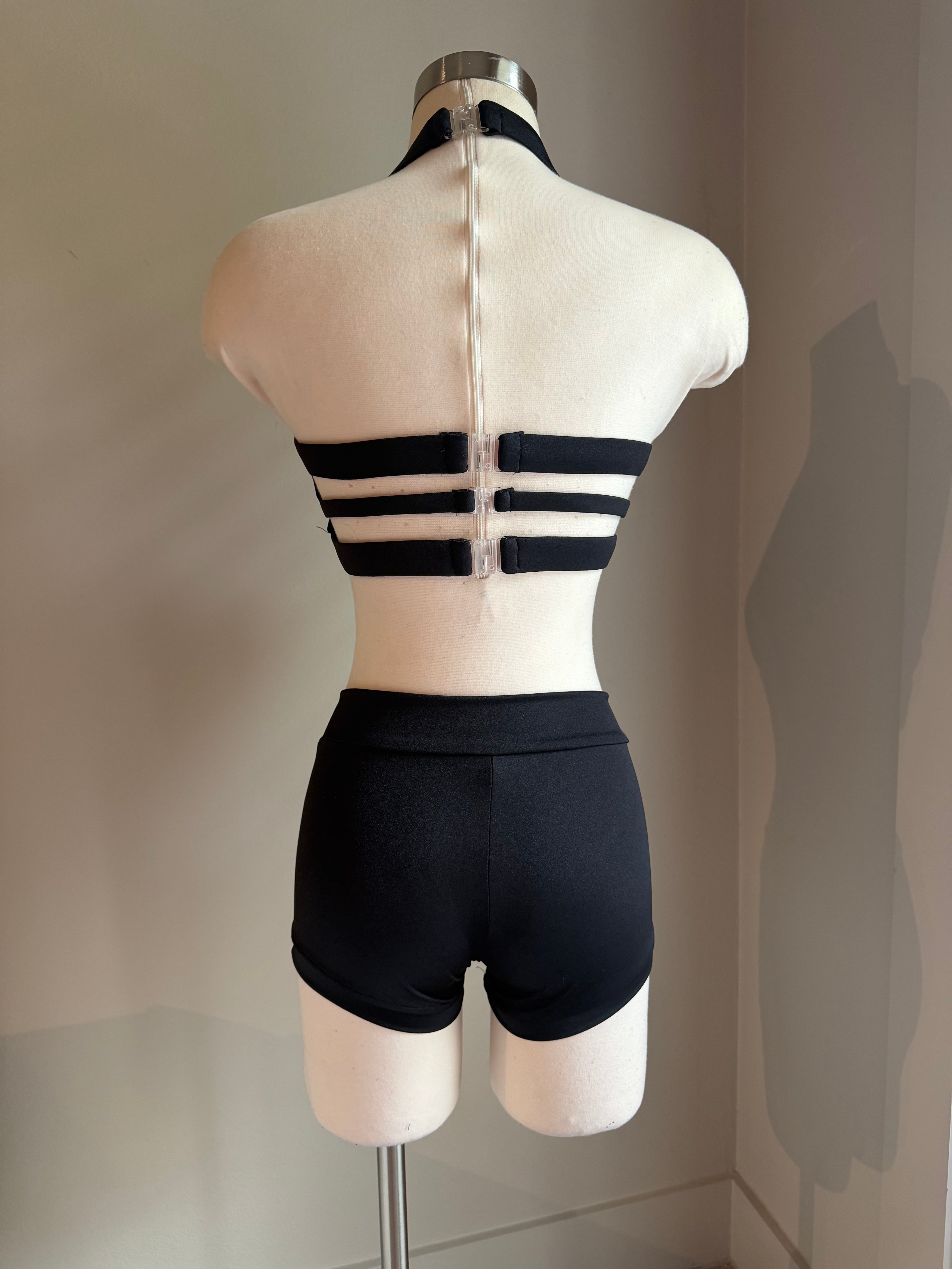 Black Strappy Back Sweetheart Set