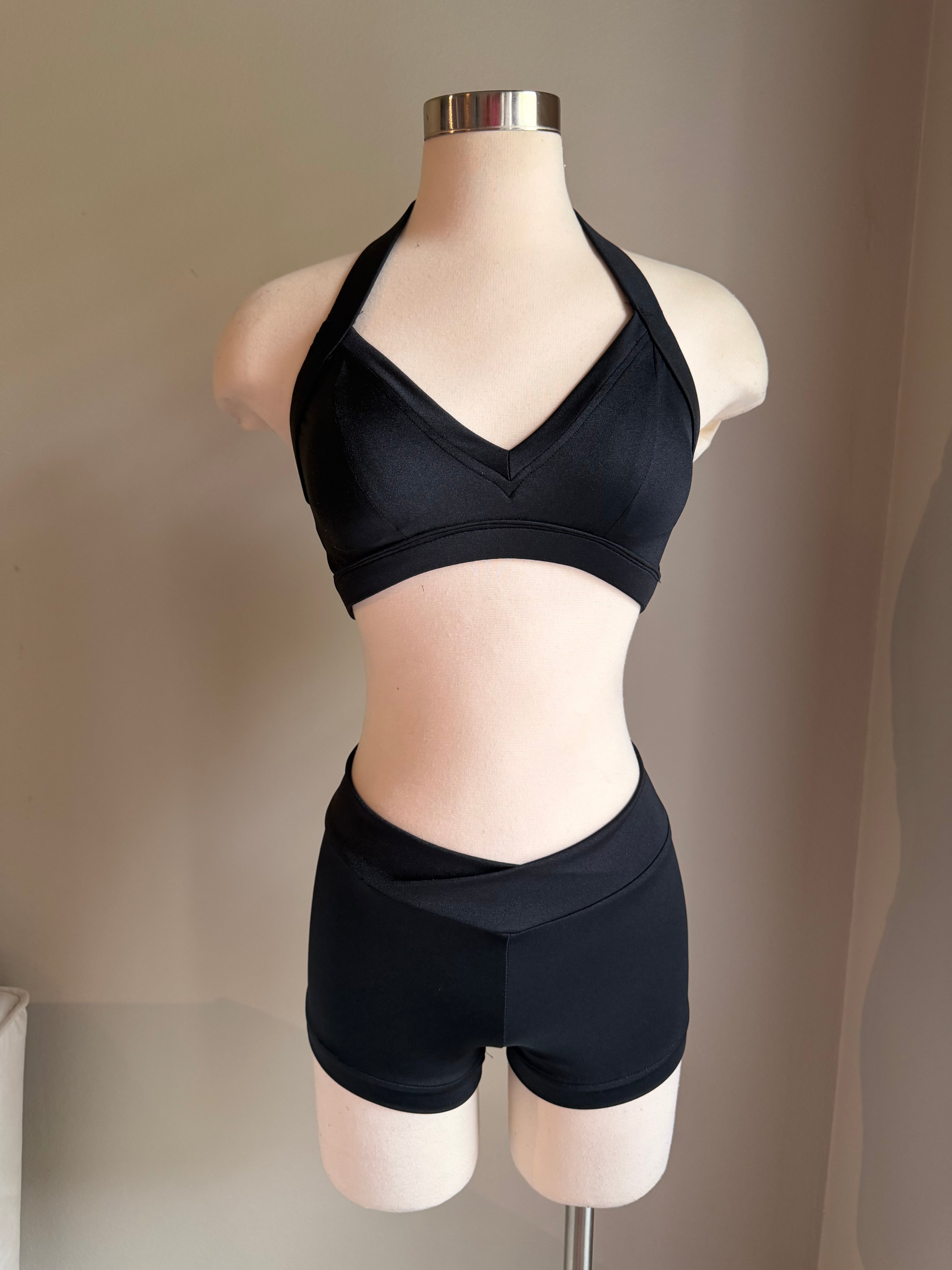 Black Strappy Back Sweetheart Set