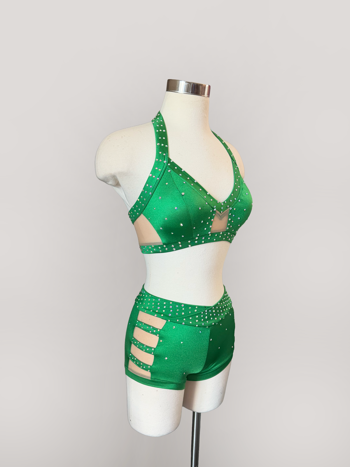 Kelly Green Sweetheart Mesh Detail Set - Small