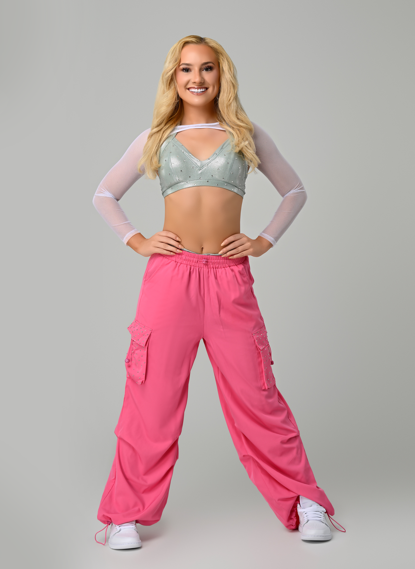 Bubblegum Pink Rhinestone Cargo Pant - Small