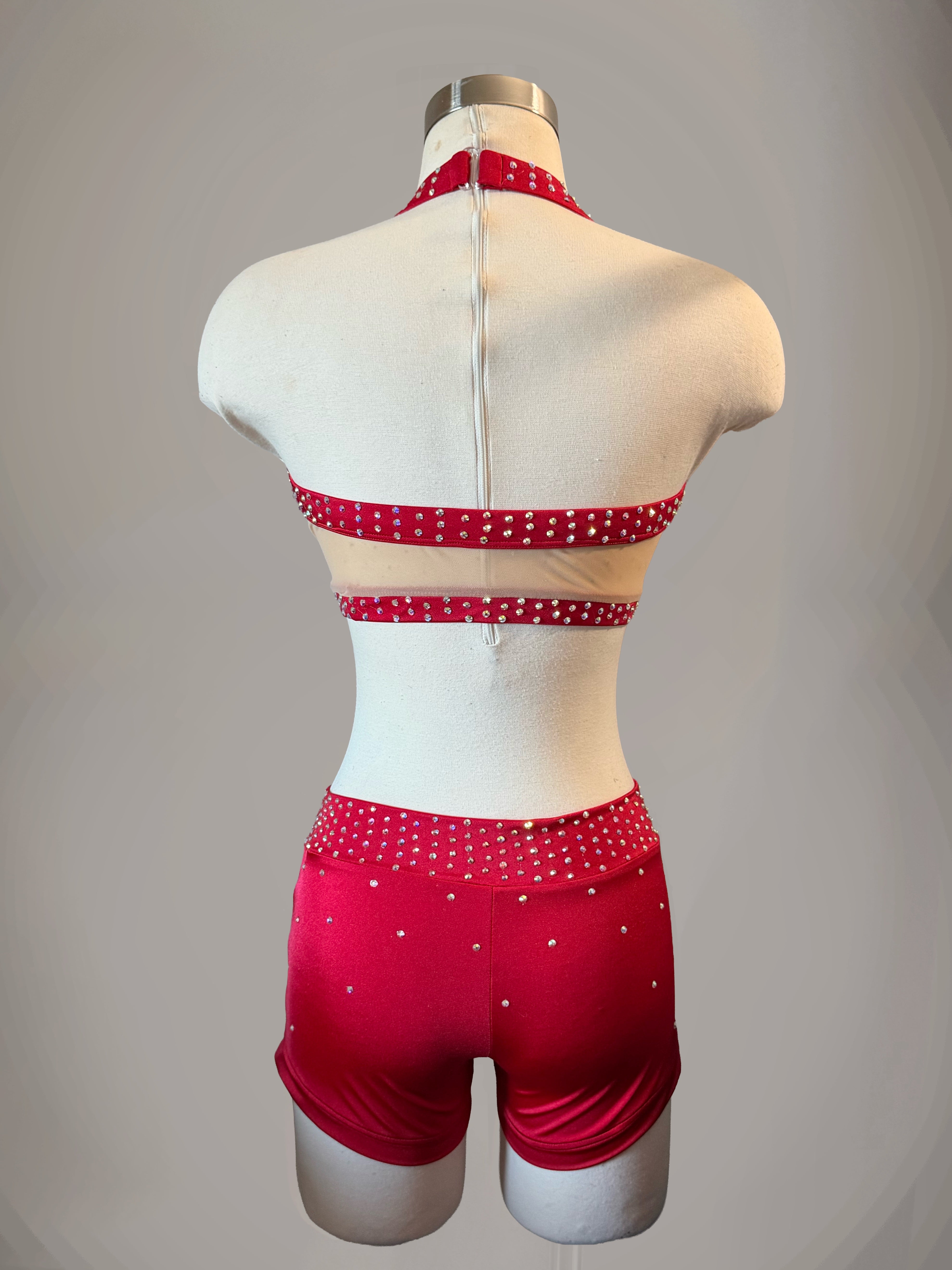 Red Sweetheart Mesh Detail Set - Medium