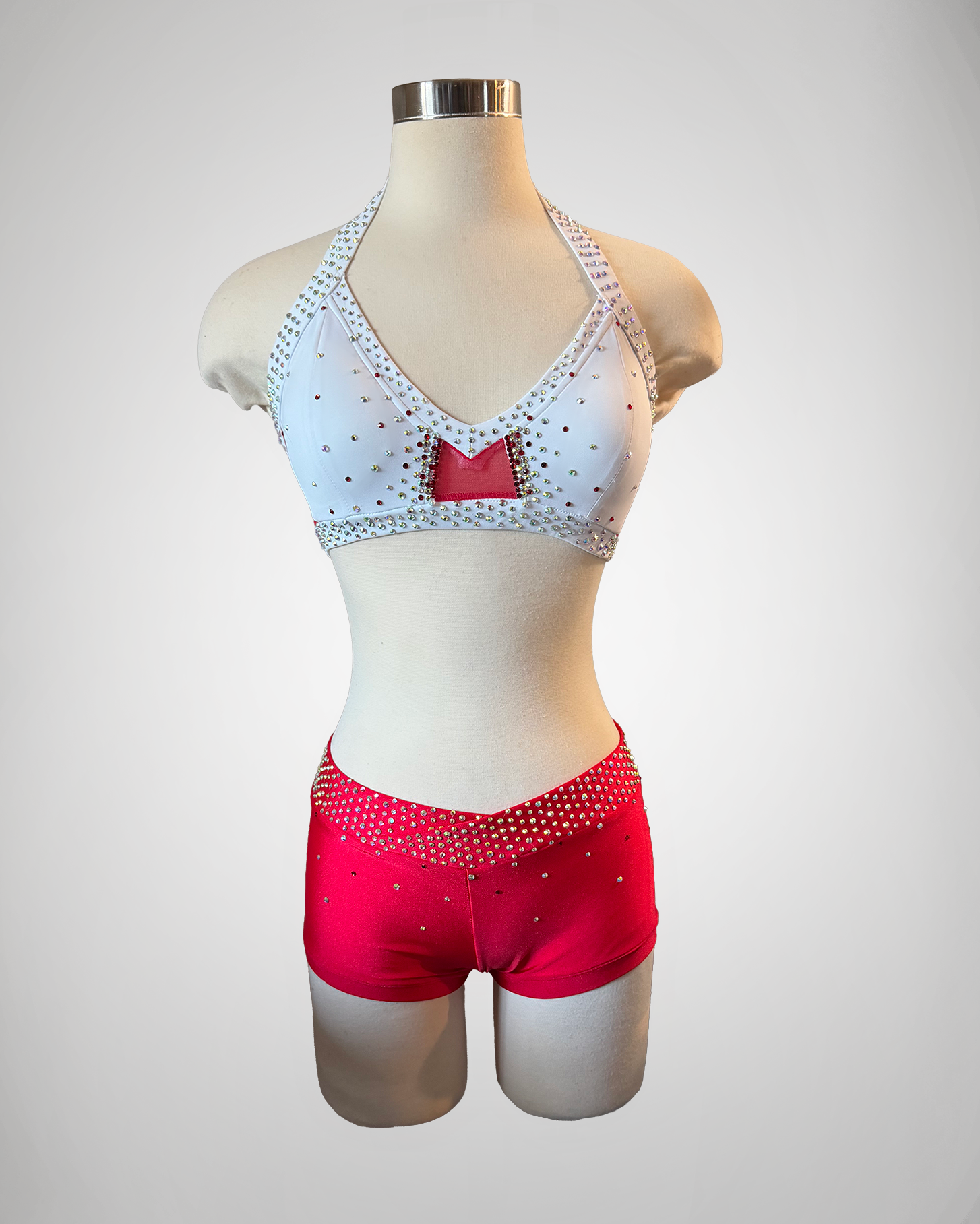 Red & White Sweetheart Mesh Detail Set - Small/Medium
