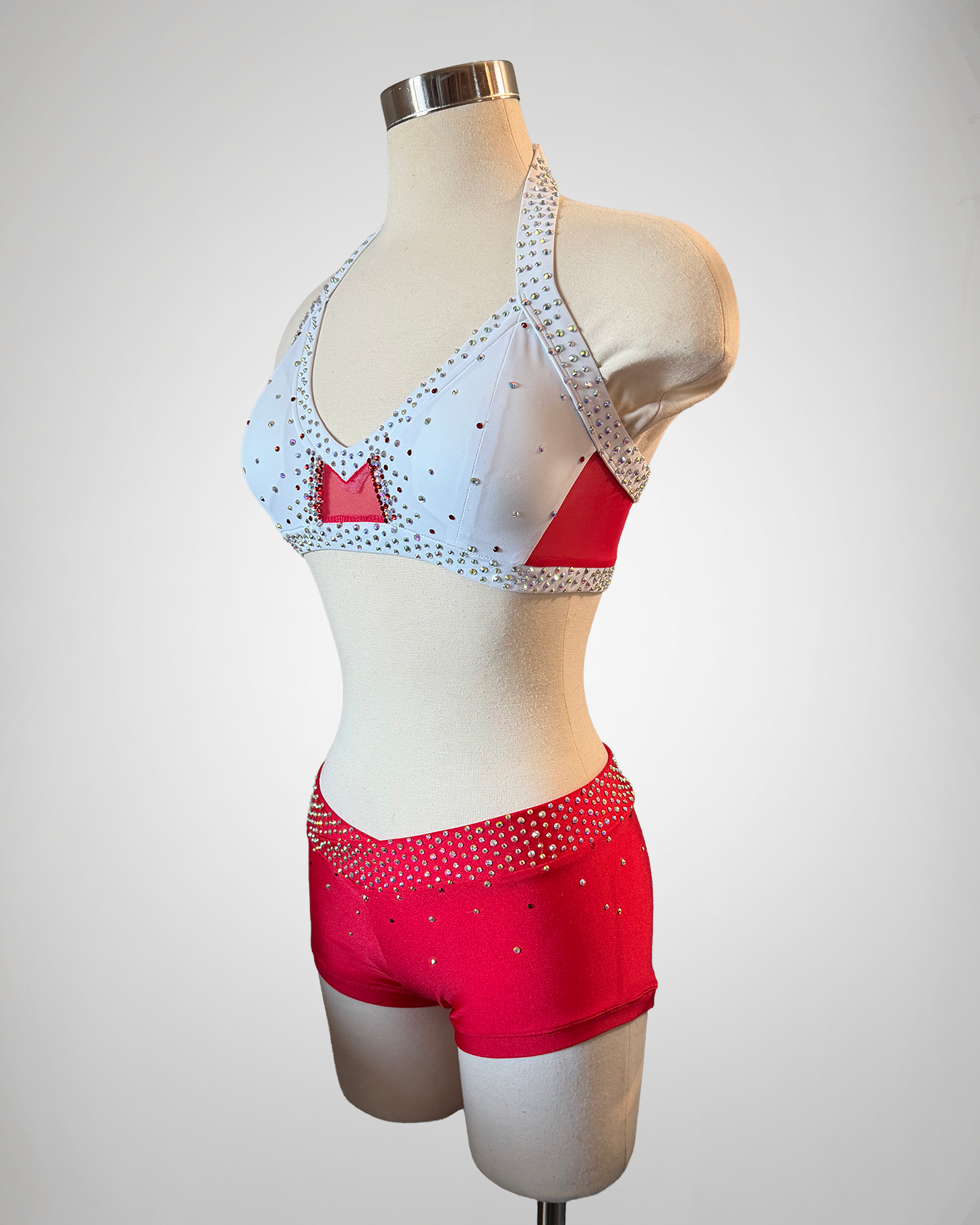 Red & White Sweetheart Mesh Detail Set - Small/Medium