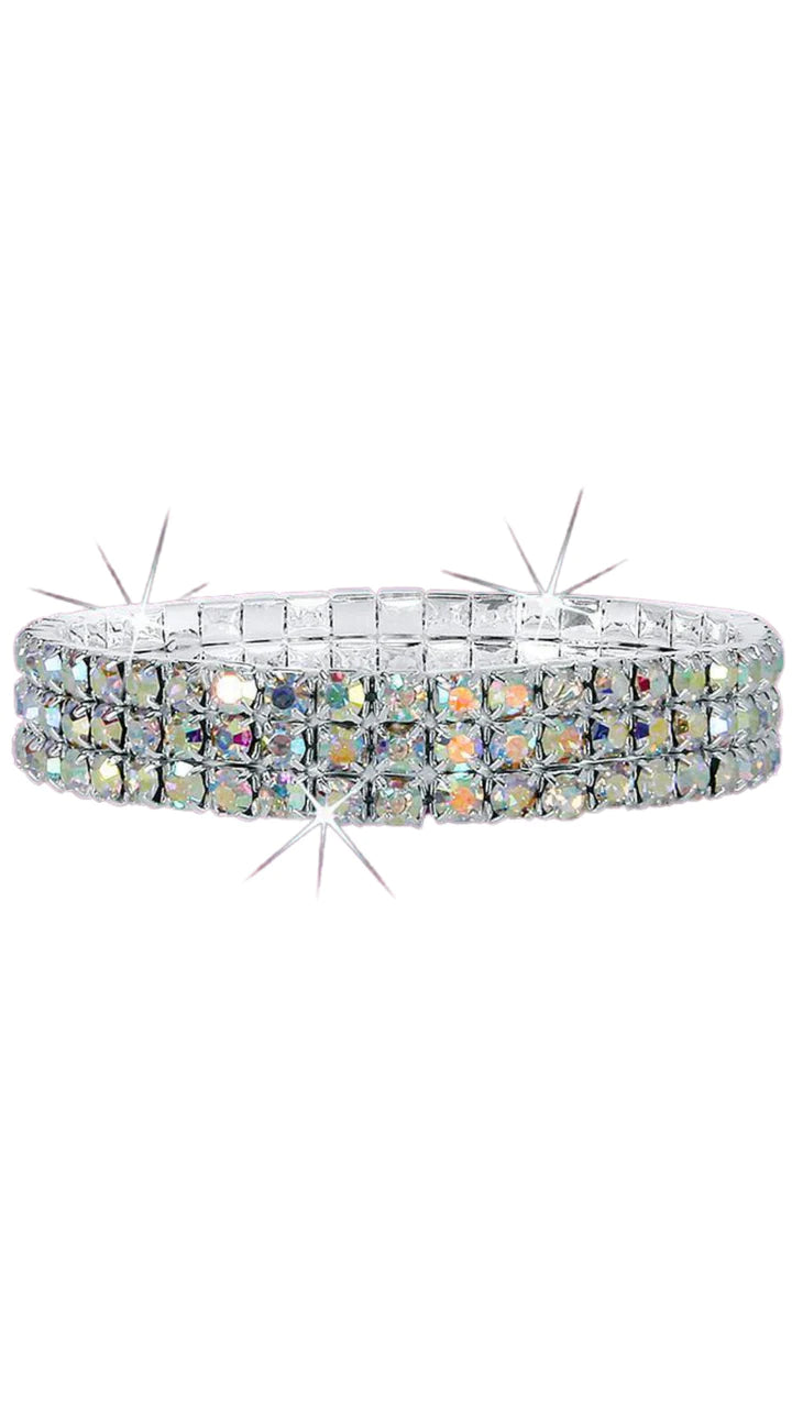 3-Row Stretch Rhinestone Bracelet - Crystal AB