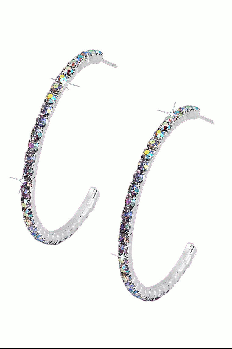 Crystal AB Rhinestone Hoop Earrings