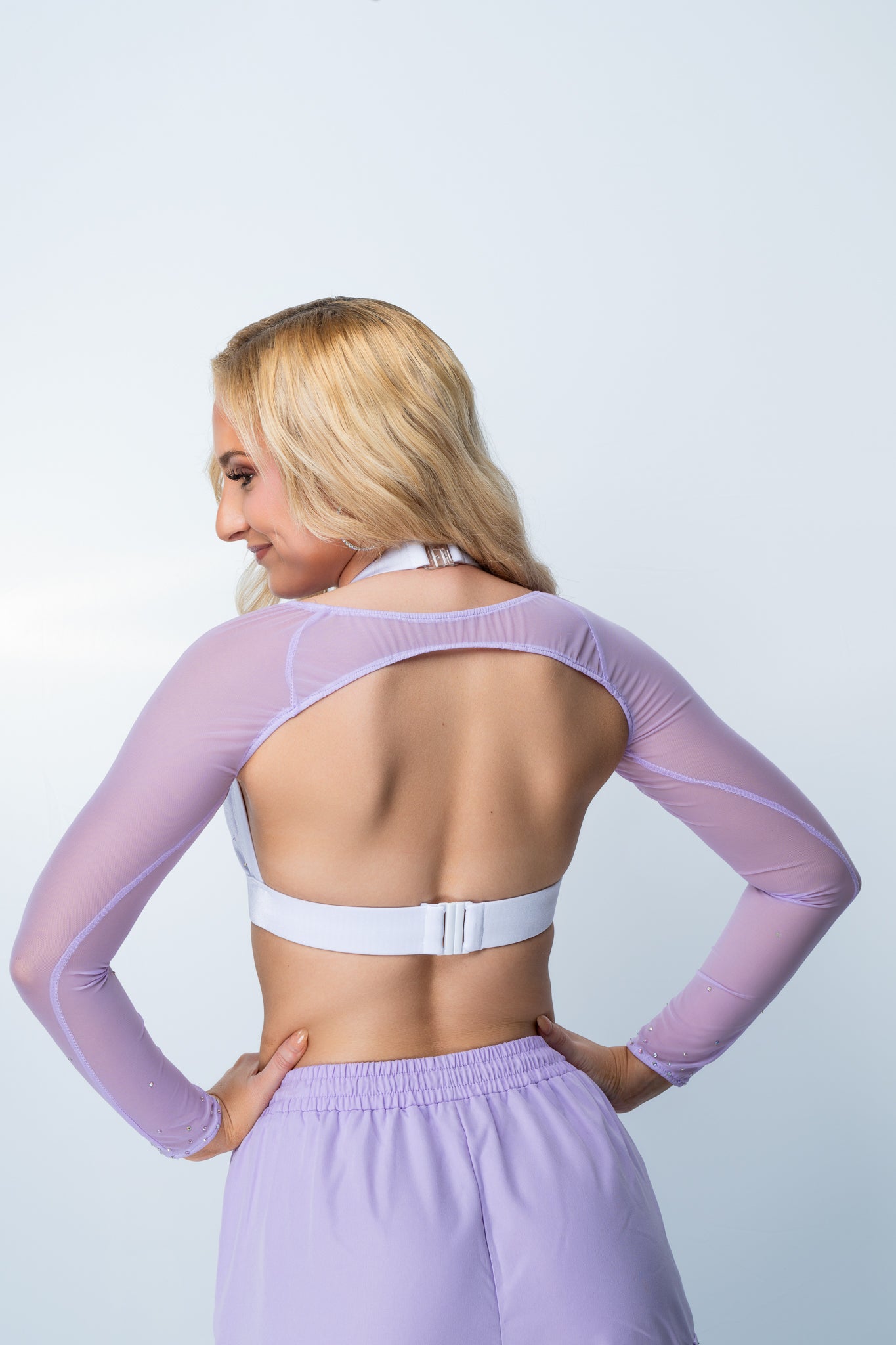 Lavender Mesh Long Sleeve Bolero with Rhinestones - Small