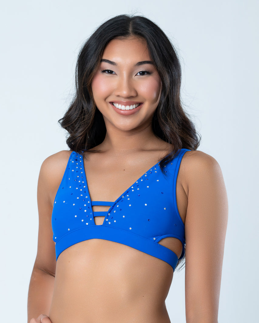 Royal Blue Side Cutout Strappy Back Top - Small